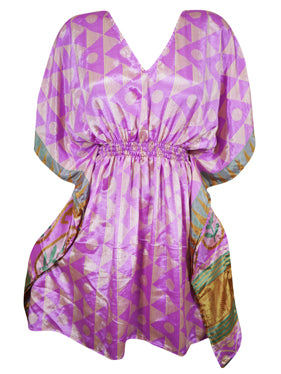 Purple Short Beach Kaftan Summer Dresses, One size